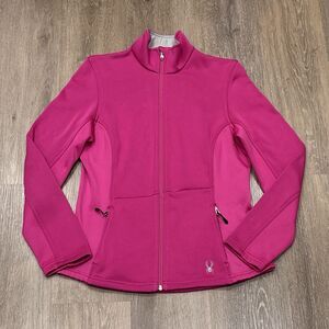 Spyder Core Sweater Jacket Womens Large Pink Mid Weight Full Zip